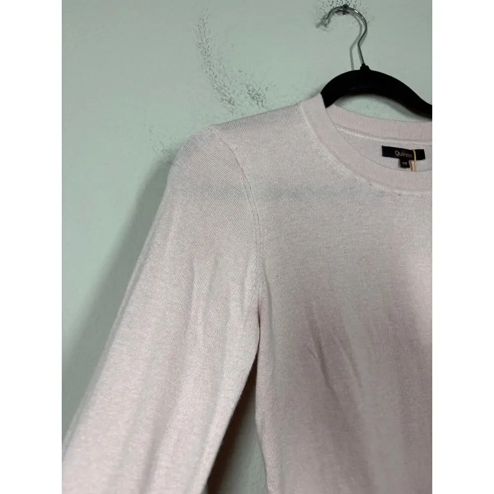 Quince XS Lightweight Cotton Cashmere Crew Sweater Sugar Stone Pink Pullover